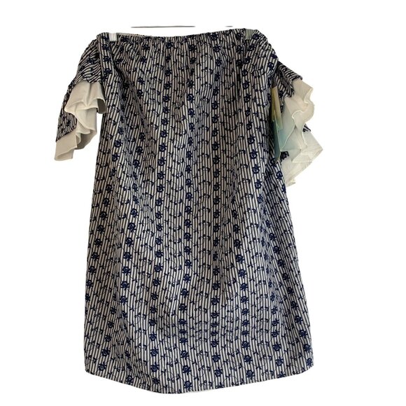 CeCe Indigo Sky Off-The-Shoulder Embroider Dress Mini Size 2 NWT - Picture 10 of 10